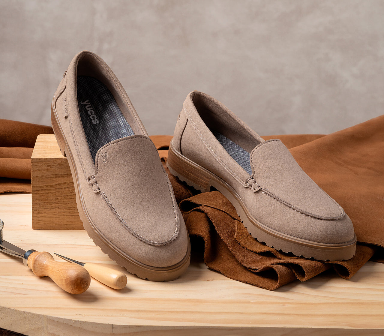 Yuccs Botas Mujer Zapatillas Salvage Leather Heel Moccasin Para